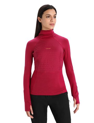Women's Icebreaker ZoneKnit™ Merino Insulated Long Sleeve Hoodie One Piece & Sets Cherry | CA 1146FDNM